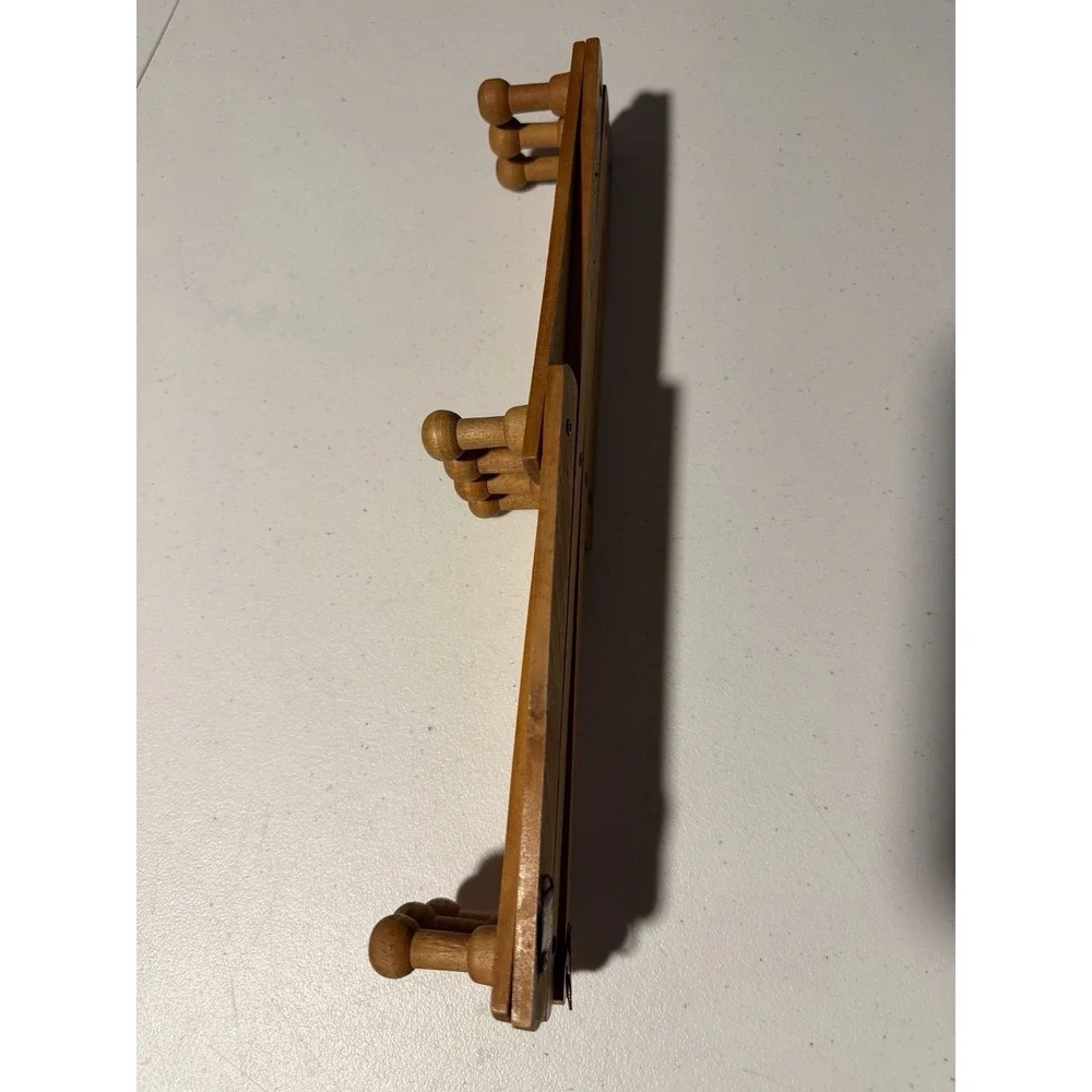 Vintage MCM Wood Rack Expandable Wooden Accordion 10 Peg Wall Cottagecore Coat